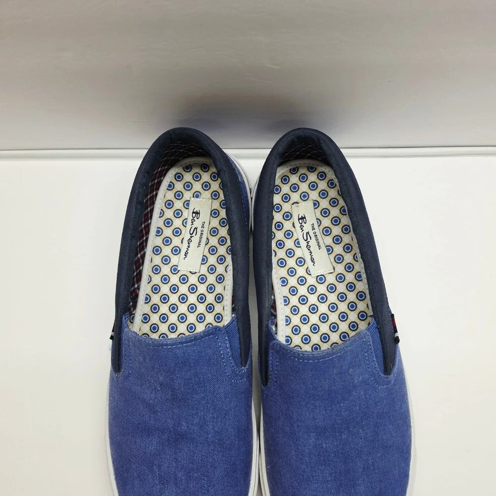 Ben Sherman Slip On Sneakers Mens 12 Blue Fabric Casual Loafers Low Top